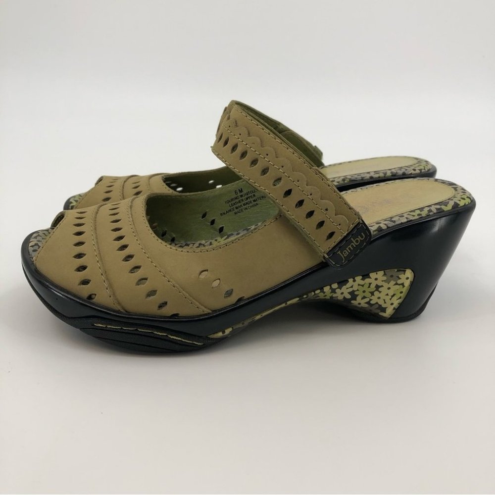 Jambu Green & Black Breathable Comfort Wedges | Leather and Rubber - Picture 4 of 8